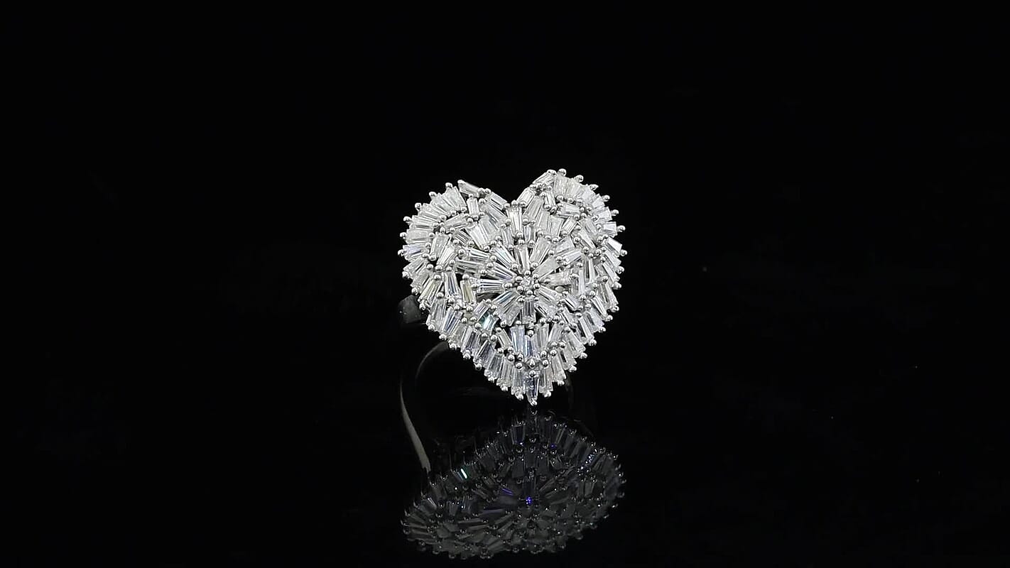 D'Joy Moissanite Ring in Rhodium Over Sterling Silver (Size 10.0) 2.80 ctw  8677331