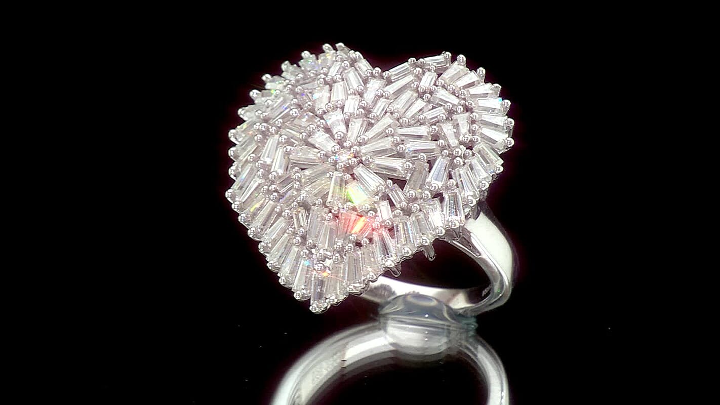 D'Joy Moissanite Ring in Rhodium Over Sterling Silver (Size 10.0) 2.80 ctw  8677331