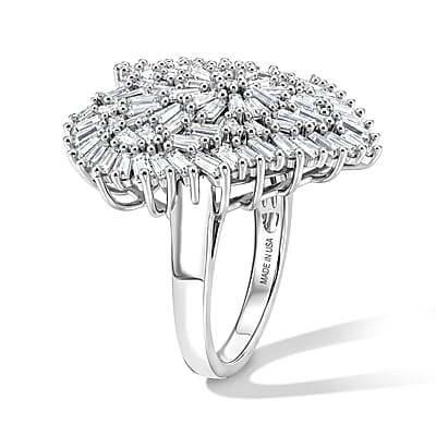 D'Joy Moissanite 2.80 ctw Radiant Heart Ring in Rhodium Over Sterling Silver (Size 10.0)