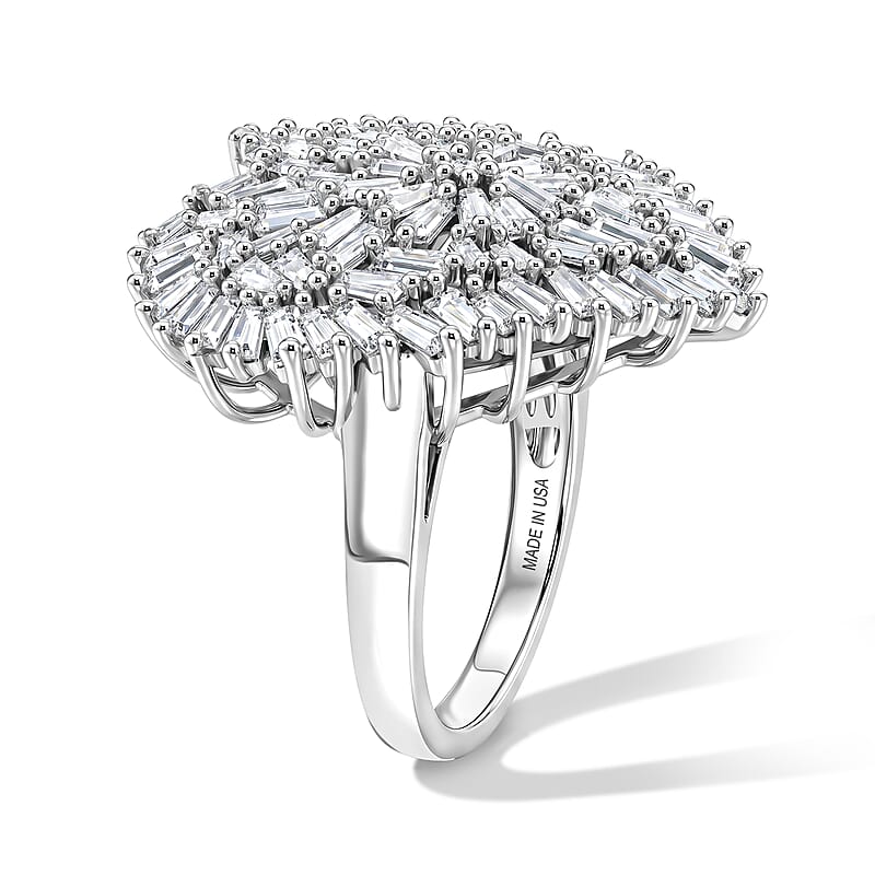 D'Joy Moissanite 2.80 ctw Radiant Heart Ring in Rhodium Over Sterling Silver (Size 10.0)