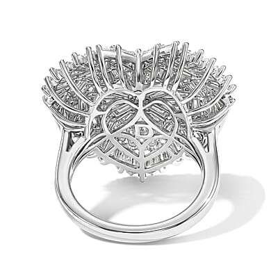 D'Joy Moissanite 2.80 ctw Radiant Heart Ring in Rhodium Over Sterling Silver (Size 10.0)
