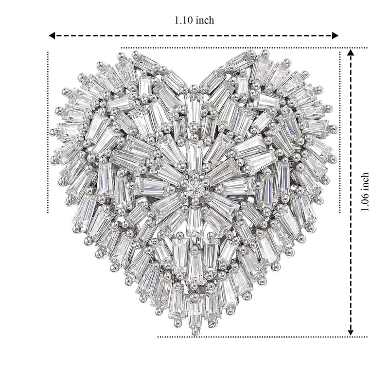 D'Joy Moissanite 2.80 ctw Radiant Heart Ring in Rhodium Over Sterling Silver (Size 10.0)