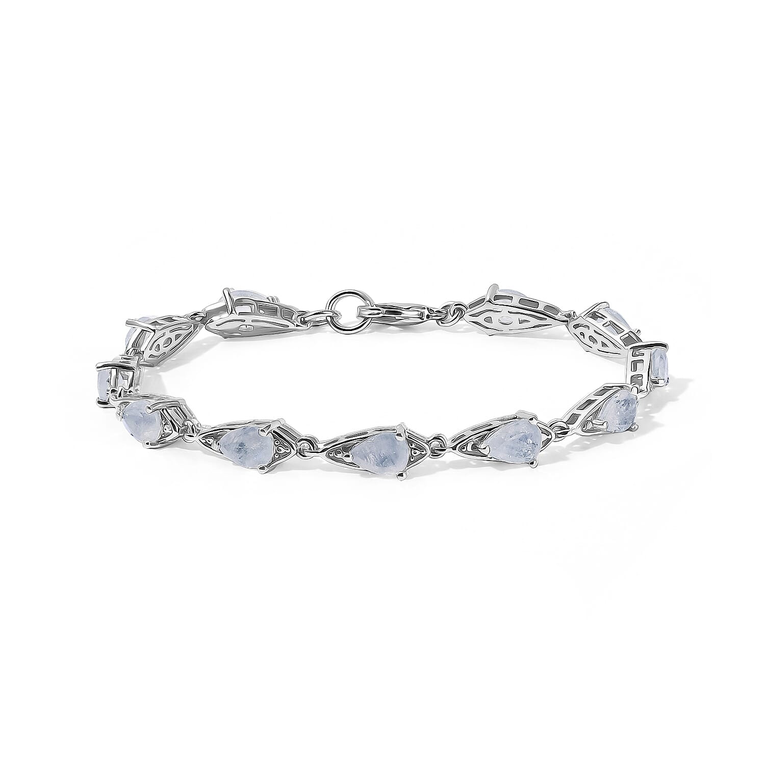EverTrue Rainbow Moonstone 7.20 ctw Bracelet in Platinum Bond (7.25 In)