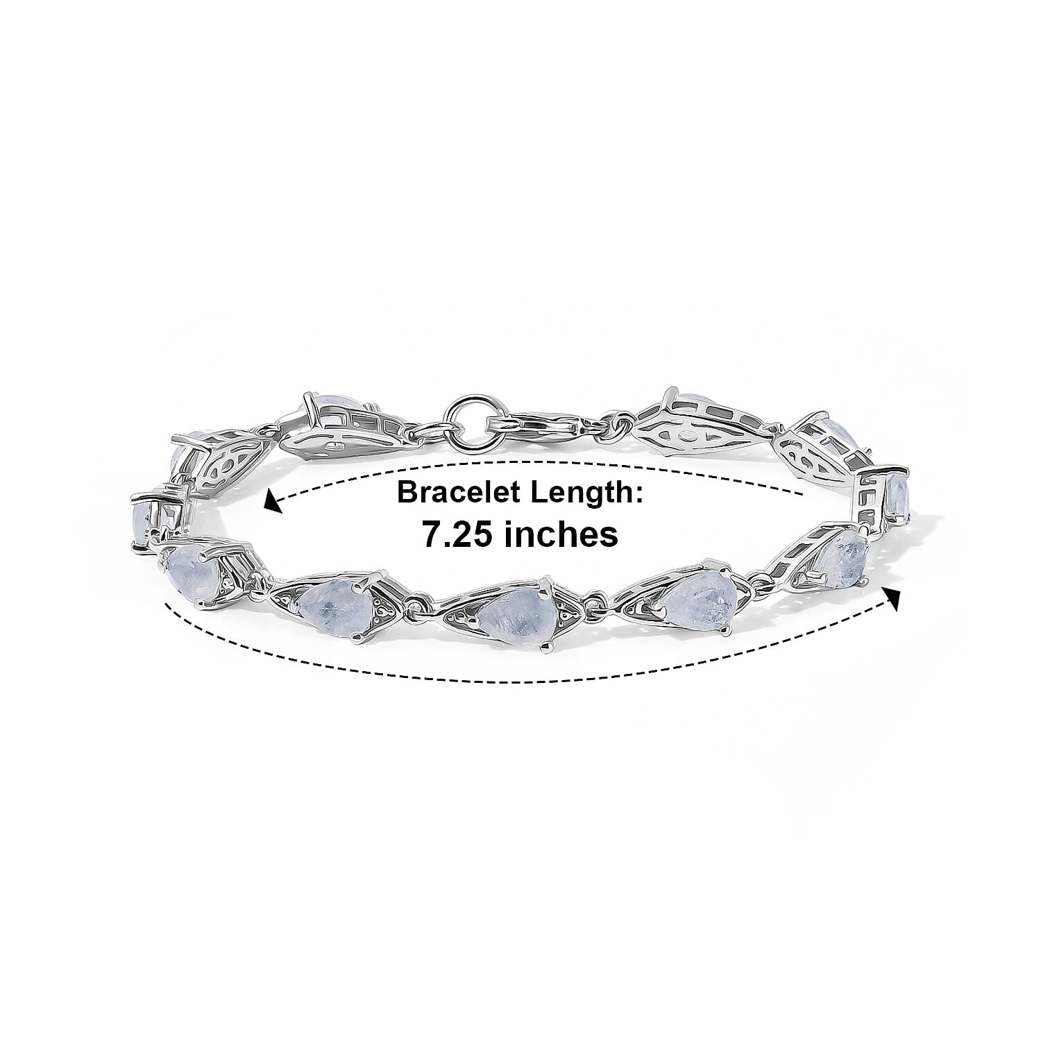 EverTrue Rainbow Moonstone 7.20 ctw Bracelet in Platinum Bond (7.25 In)