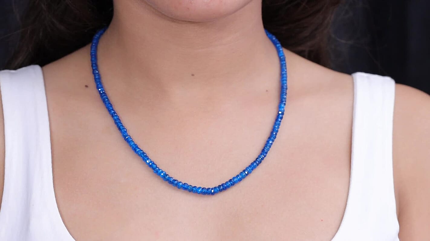 D''Joy AAA Malgache Neon Apatite Necklace (18 Inches) in Rhodium Over Sterling Silver 80.00 ctw