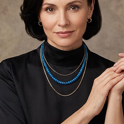 D'Joy AAA Malgache Neon Apatite 80.00 ctw Necklace in Rhodium Over Sterling Silver 18 Inches