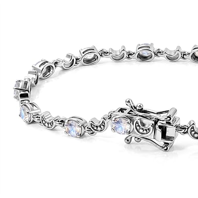 EverTrue Premium Rainbow Moonstone 2.10 ctw Line Bracelet in Platinum Bond (7.25 In)