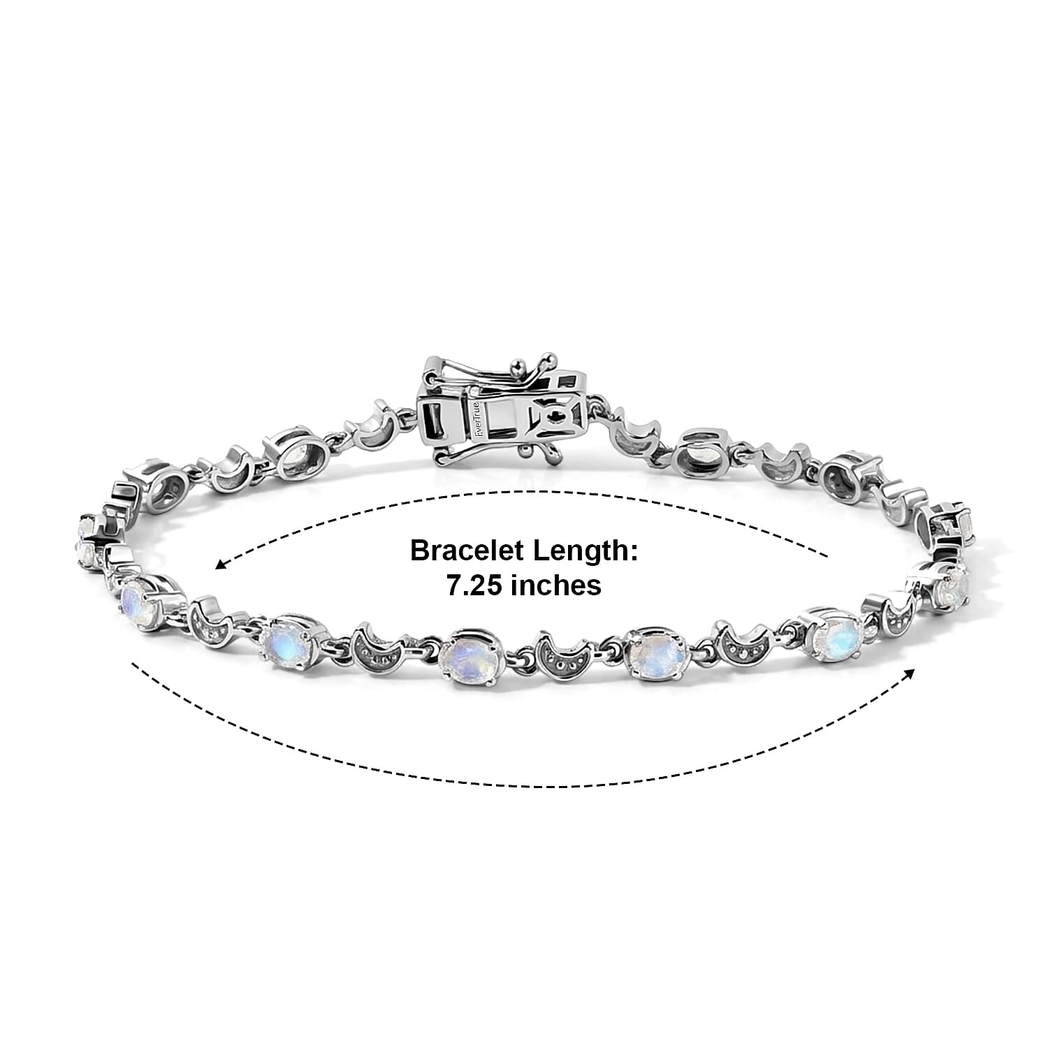 EverTrue Premium Rainbow Moonstone 2.10 ctw Line Bracelet in Platinum Bond (7.25 In)
