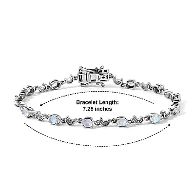 EverTrue Premium Rainbow Moonstone 2.10 ctw Line Bracelet in Platinum Bond (7.25 In)