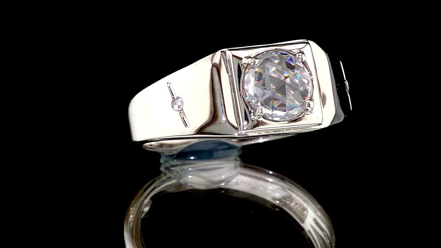 EverTrue Simulated Diamond Men''s Ring in Platinum Bond (Size 10.0)
