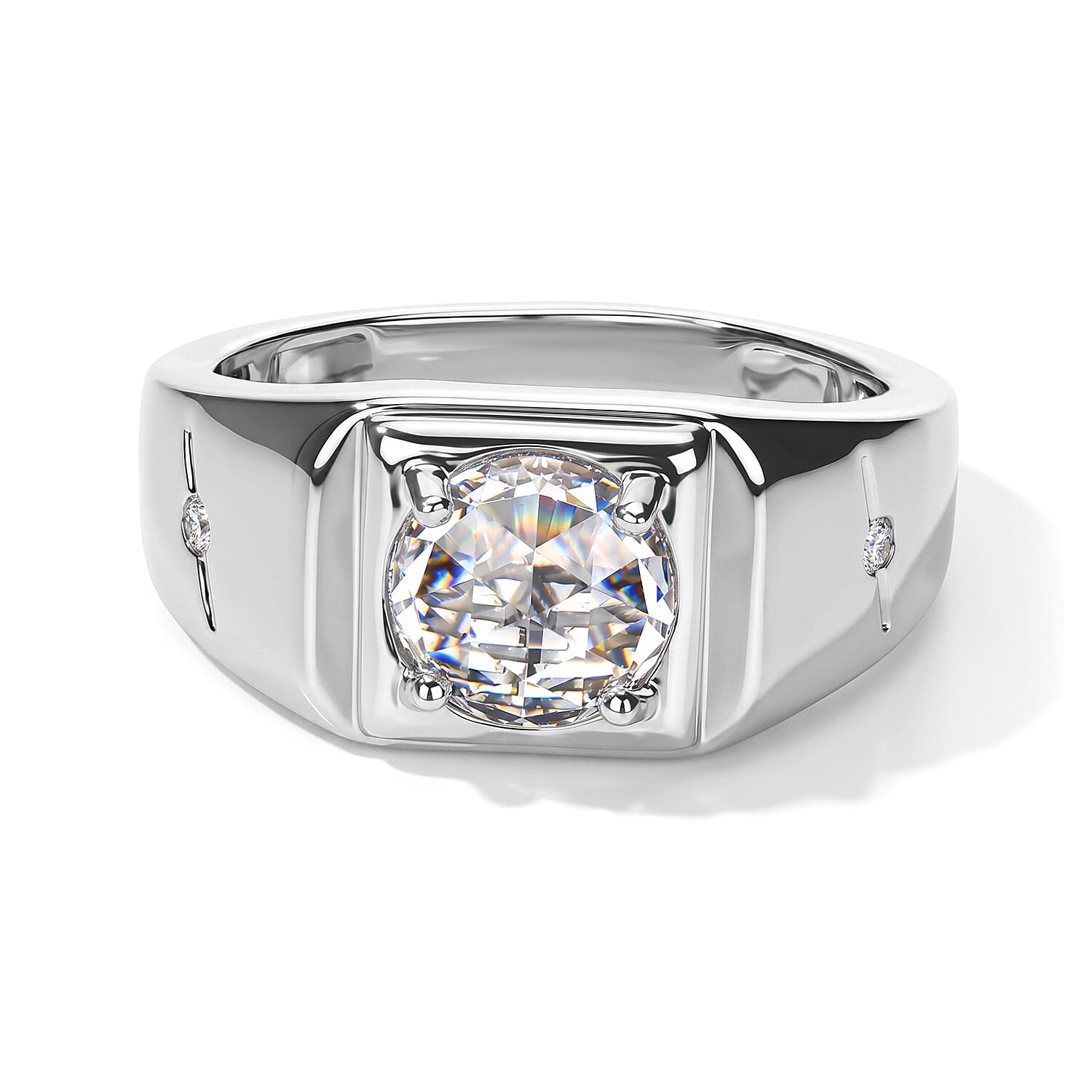 EverTrue Simulated Diamond Men's Ring in Platinum Bond (Size 9.0)