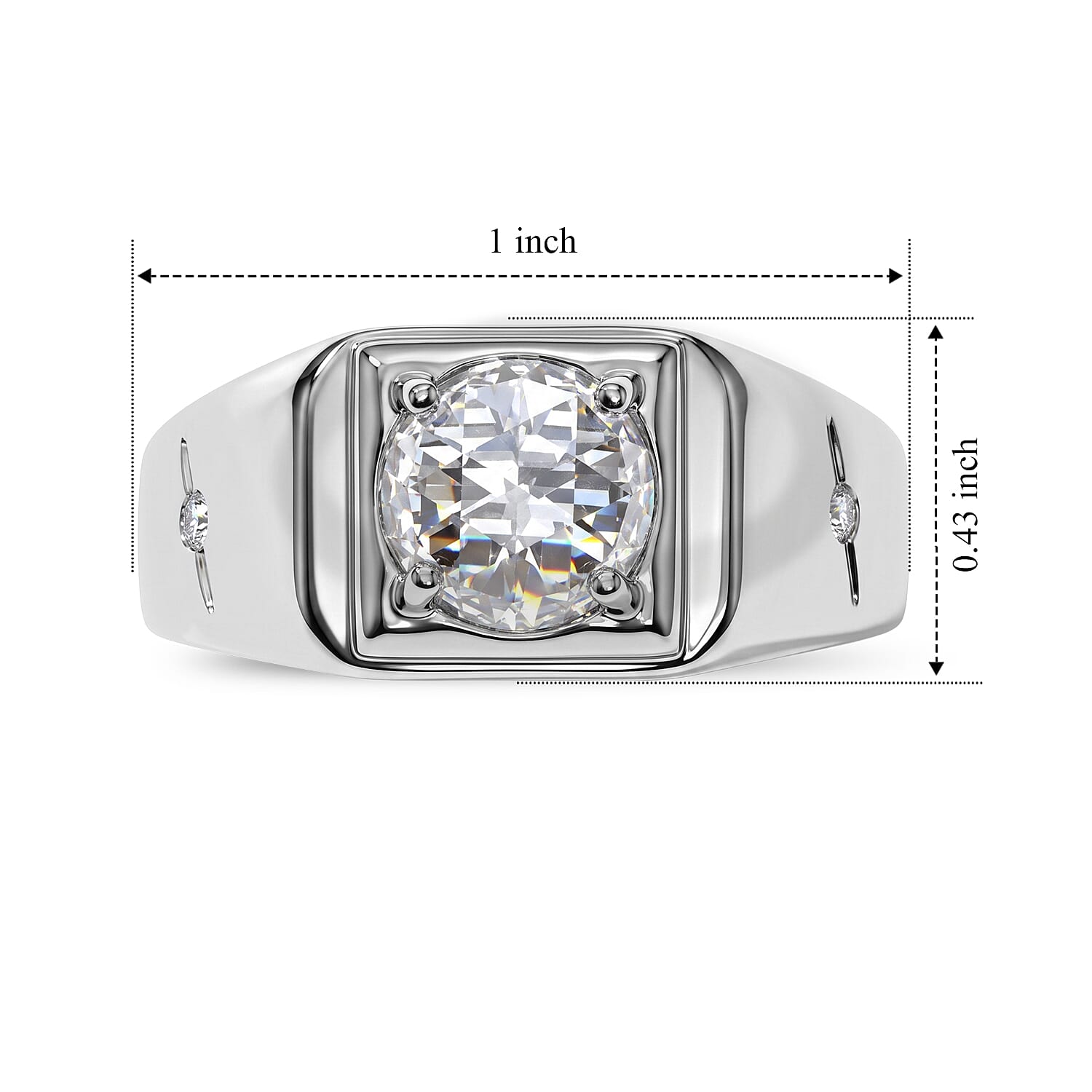 EverTrue Simulated Diamond Men's Ring in Platinum Bond (Size 9.0)