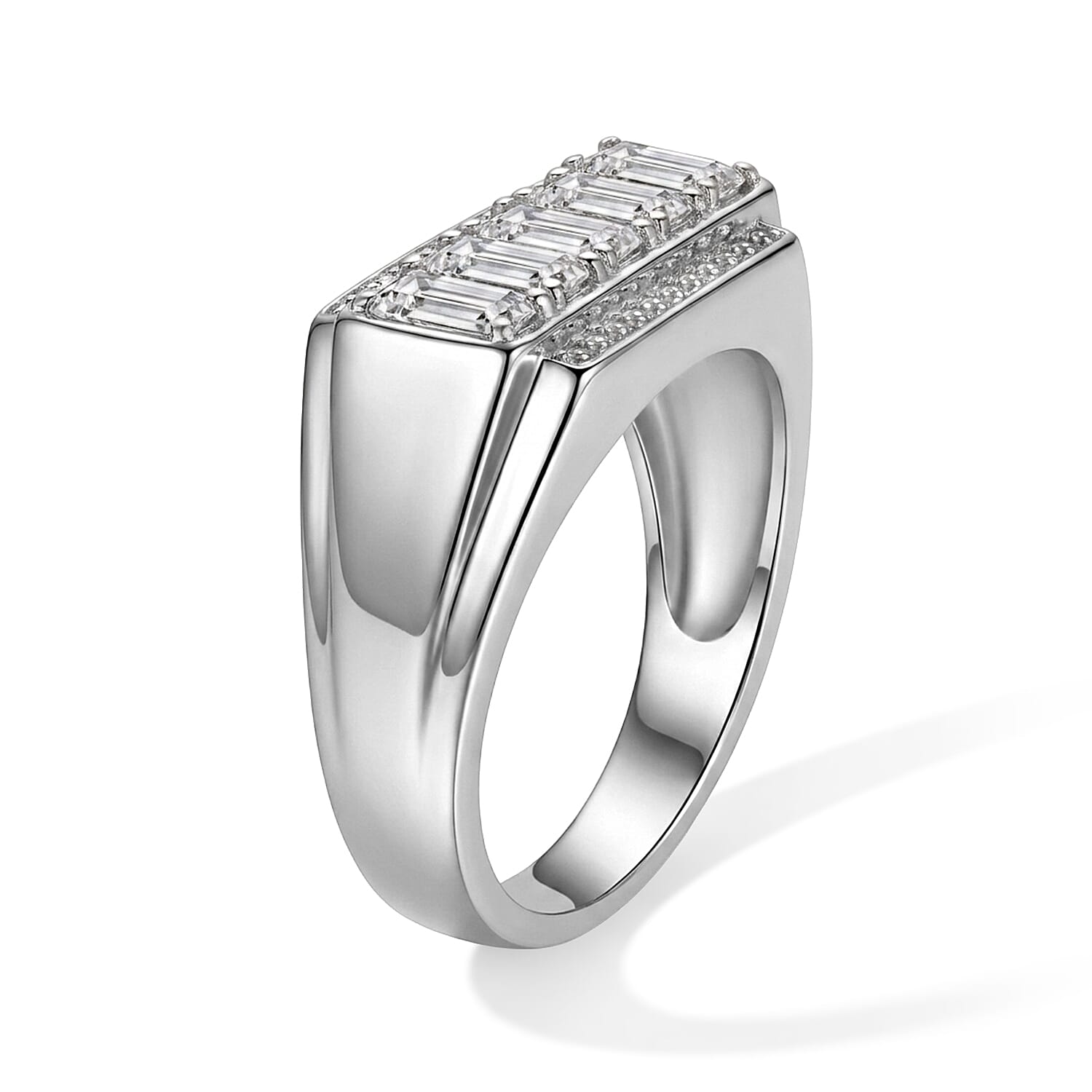 EverTrue Simulated Diamond Men's Ring in Stainless Steel (Size 9.0)