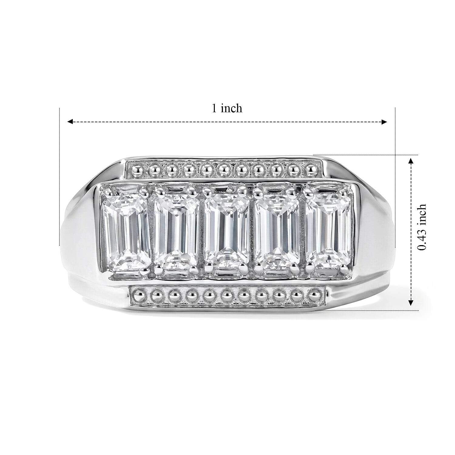 EverTrue Simulated Diamond Men's Ring in Stainless Steel (Size 9.0)