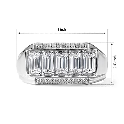 EverTrue Simulated Diamond Men's Ring in Stainless Steel (Size 9.0)