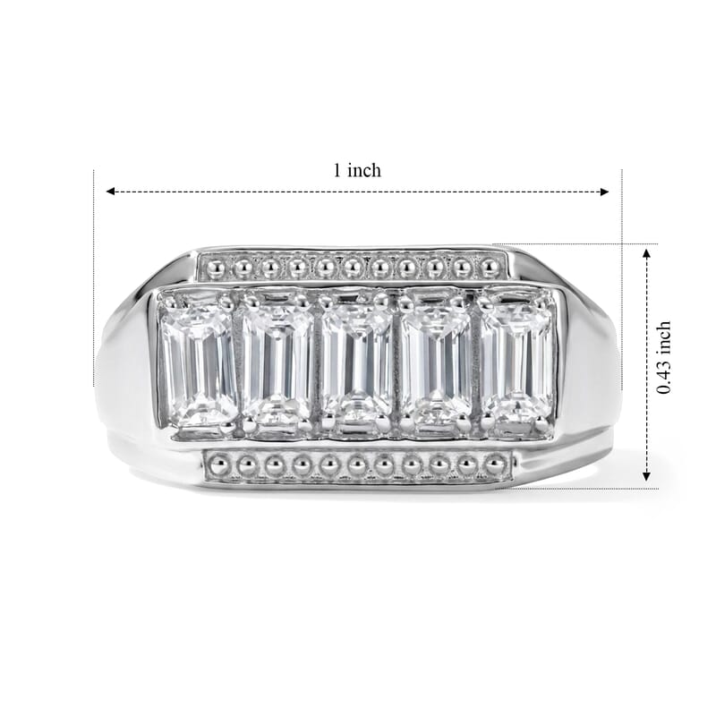 EverTrue Simulated Diamond (Oct) Men's Ring in Stainless Steel (Size 9.0)