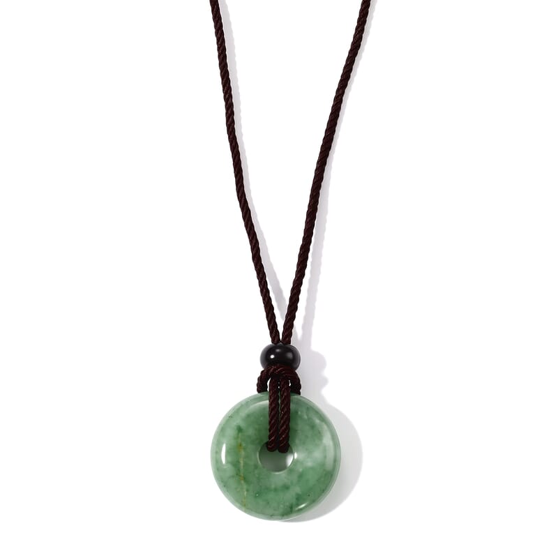 Green Aventurine 20.00 ctw Donut Necklace in Cord 20 Inches