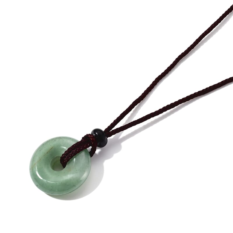 Green Aventurine 20.00 ctw Donut Necklace in Cord 20 Inches
