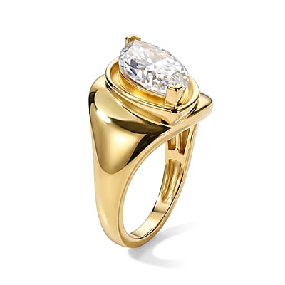 D'Joy Moissanite 4.00 ctw Ring in 18K Vermeil Yellow Gold Over Sterling Silver (Size 10.0)