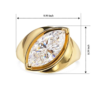 D'Joy Moissanite 4.00 ctw Ring in 18K Vermeil Yellow Gold Over Sterling Silver (Size 10.0)