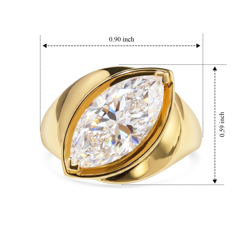D'Joy Moissanite 4.00 ctw Ring in 18K Vermeil Yellow Gold Over Sterling Silver (Size 10.0)
