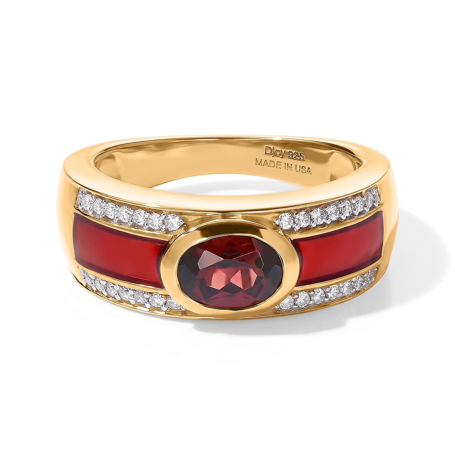 D''Joy AAA Red Zircon and Moissanite 1.25 ctw Ring in 18K Vermeil Yellow Gold Over Sterling Silver (Size 10.0)
