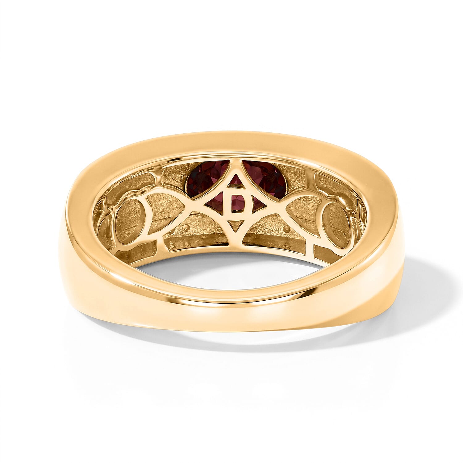 D'Joy AAA Red Zircon and Moissanite 1.25 ctw Ring in 18K Vermeil Yellow Gold Over Sterling Silver (Size 6.0)