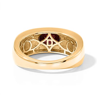 D'Joy AAA Red Zircon and Moissanite 1.25 ctw Ring in 18K Vermeil Yellow Gold Over Sterling Silver (Size 6.0)