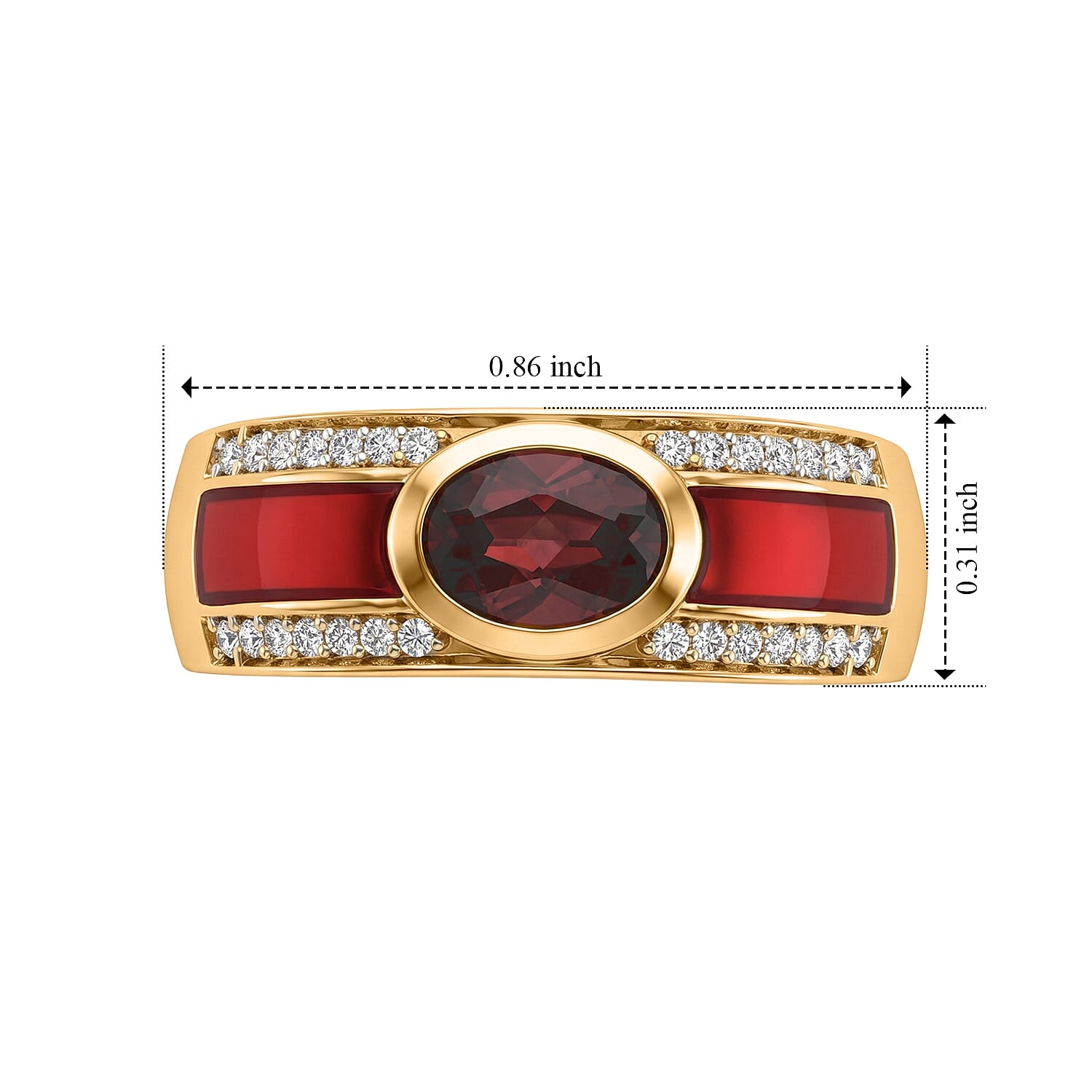 D'Joy AAA Red Zircon and Moissanite 1.25 ctw Ring in 18K Vermeil Yellow Gold Over Sterling Silver (Size 6.0)