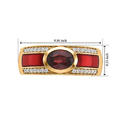 D'Joy AAA Red Zircon and Moissanite 1.25 ctw Ring in 18K Vermeil Yellow Gold Over Sterling Silver (Size 6.0)
