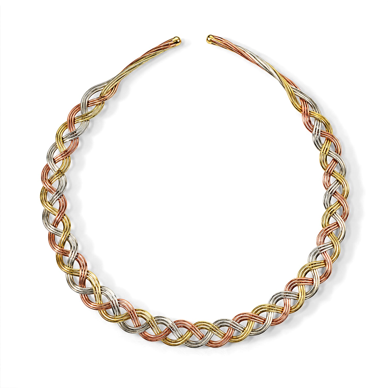 Handcrafted Multi-Color Woven Hasli Necklace (16 Inches), Cuff Bracelet (7.50In) & Earrings in Silvertone and Goldtone