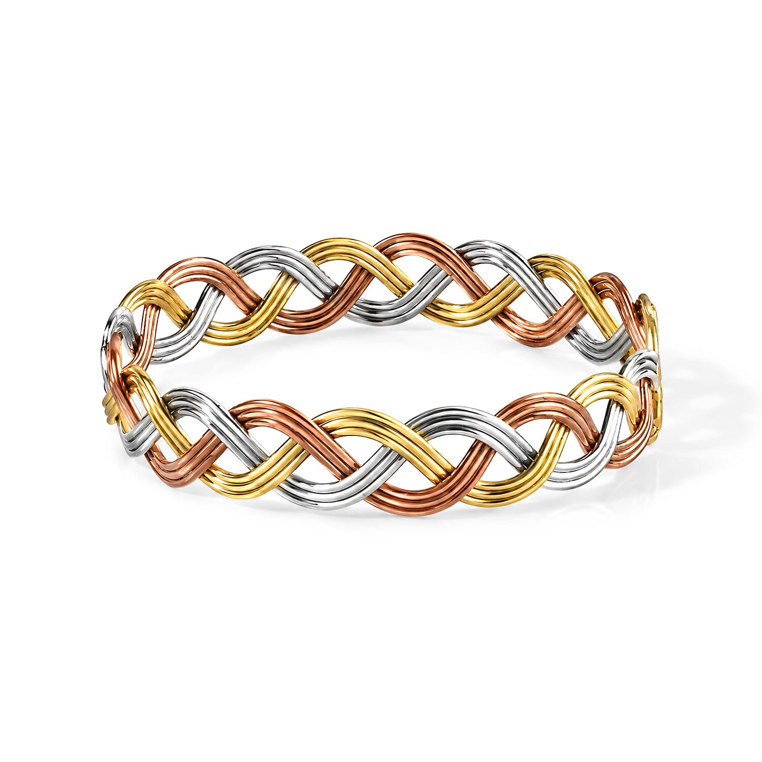 Handcrafted Multi-Color Woven Hasli Necklace (16 Inches), Cuff Bracelet (7.50In) & Earrings in Silvertone and Goldtone