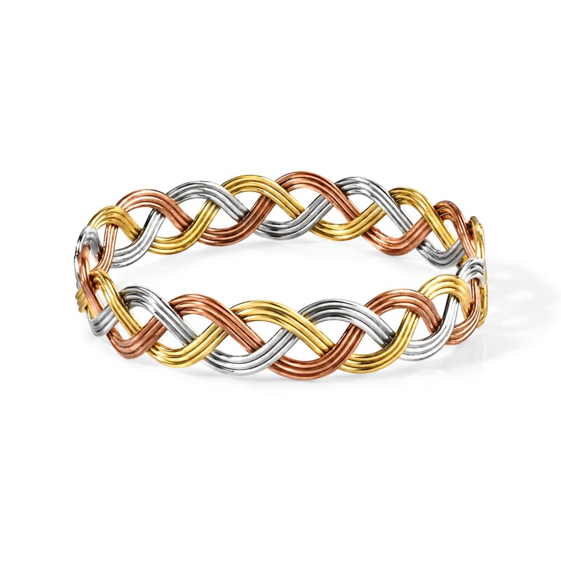 Handcrafted Multi-Color Woven Hasli Necklace (16 Inches), Cuff Bracelet (7.50In) & Earrings in Silvertone and Goldtone