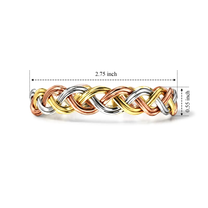 Handcrafted Multi-Color Woven Hasli Necklace (16 Inches), Cuff Bracelet (7.50In) & Earrings in Silvertone and Goldtone