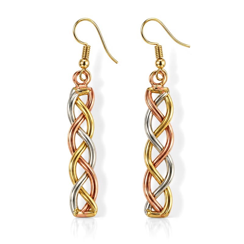 Handcrafted Multi-Color Woven Hasli Necklace (16 Inches), Cuff Bracelet (7.50In) & Earrings in Silvertone and Goldtone