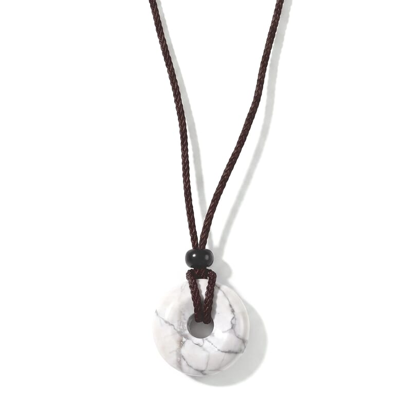 Howlite 20.00 ctw Donut Necklace in Cord 20 Inches