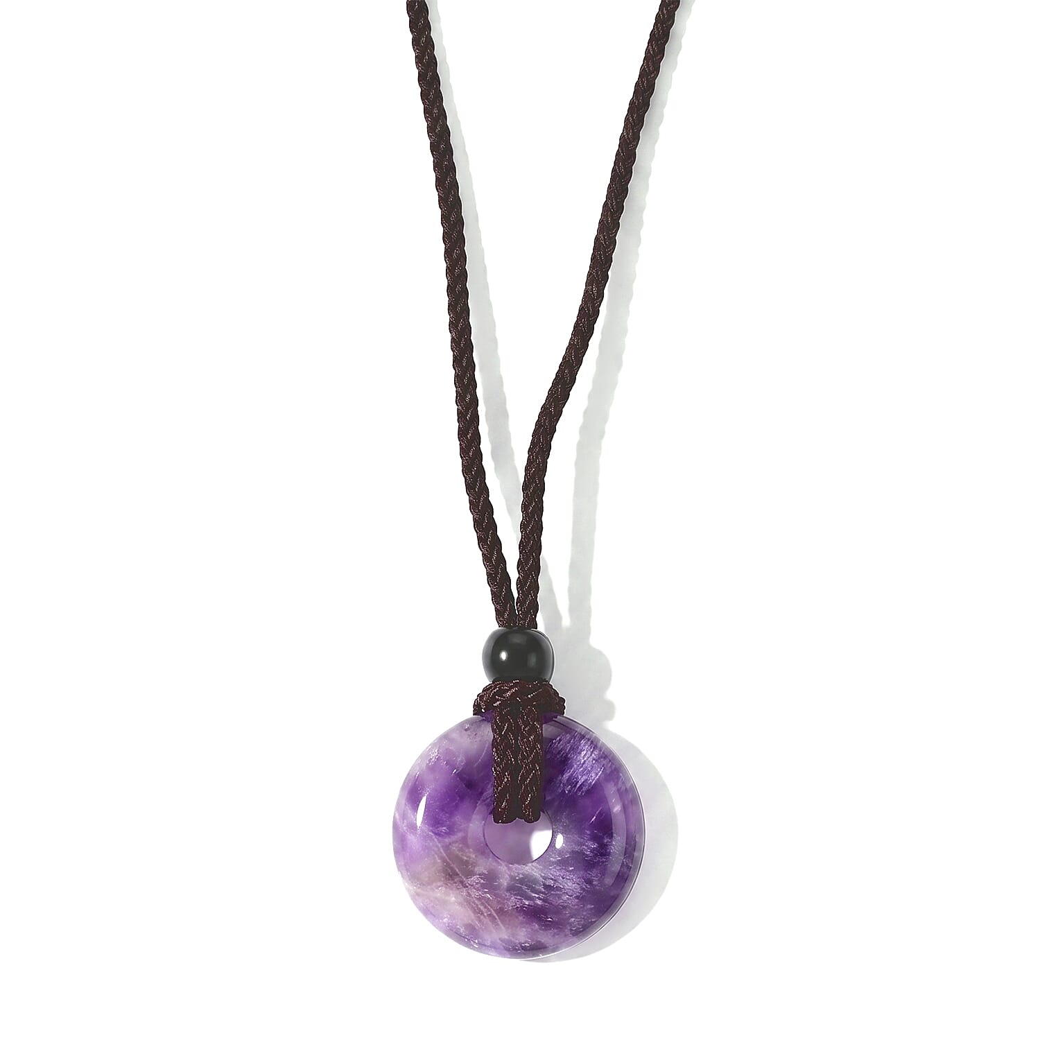 African Amethyst 20.00 ctw Donut Necklace in Cord 20 Inches