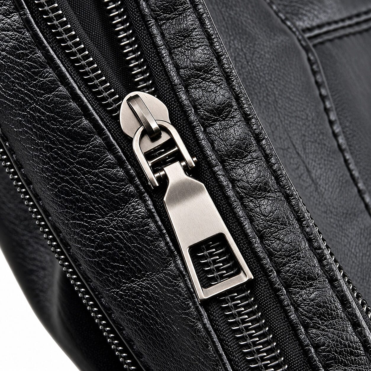 La Marey Black Chevron Stitch Faux Leather Crossbody Bag