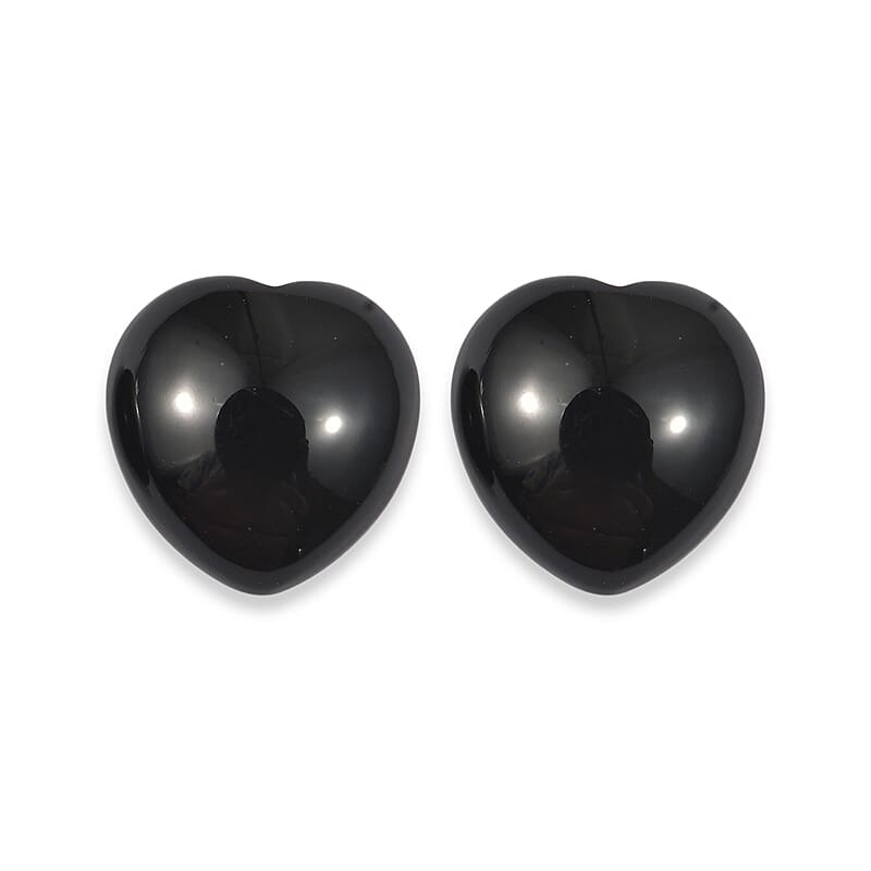 Black Onyx Set of 2 (Hrt 10 mm) 5.21 ctw