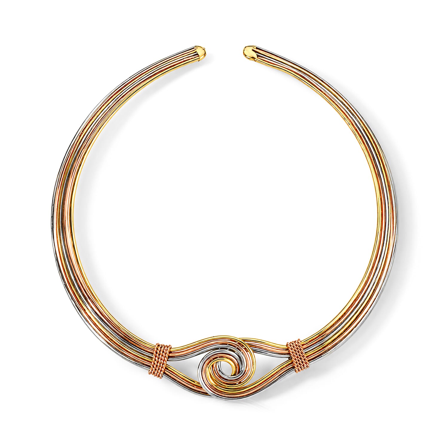Handcrafted Woven Hasli Necklace (16 Inches), Cuff Bracelet (7.50In) & Earrings in Silvertone and Goldtone