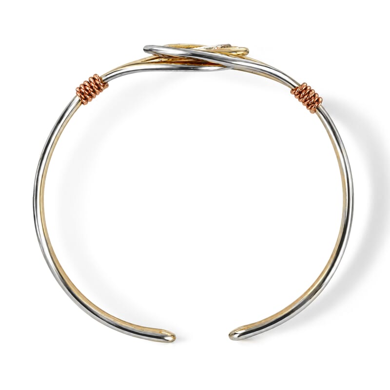 Handcrafted Woven Hasli Necklace (16 Inches), Cuff Bracelet (7.50In) & Earrings in Silvertone and Goldtone