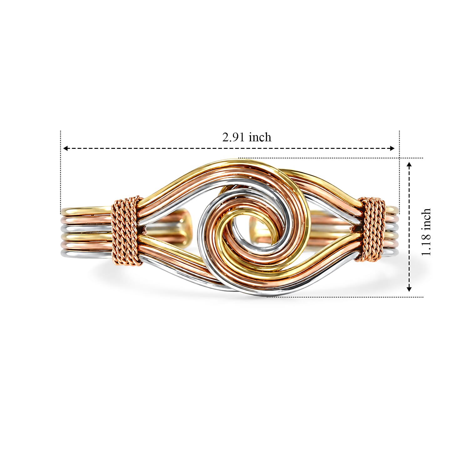 Handcrafted Woven Hasli Necklace (16 Inches), Cuff Bracelet (7.50In) & Earrings in Silvertone and Goldtone