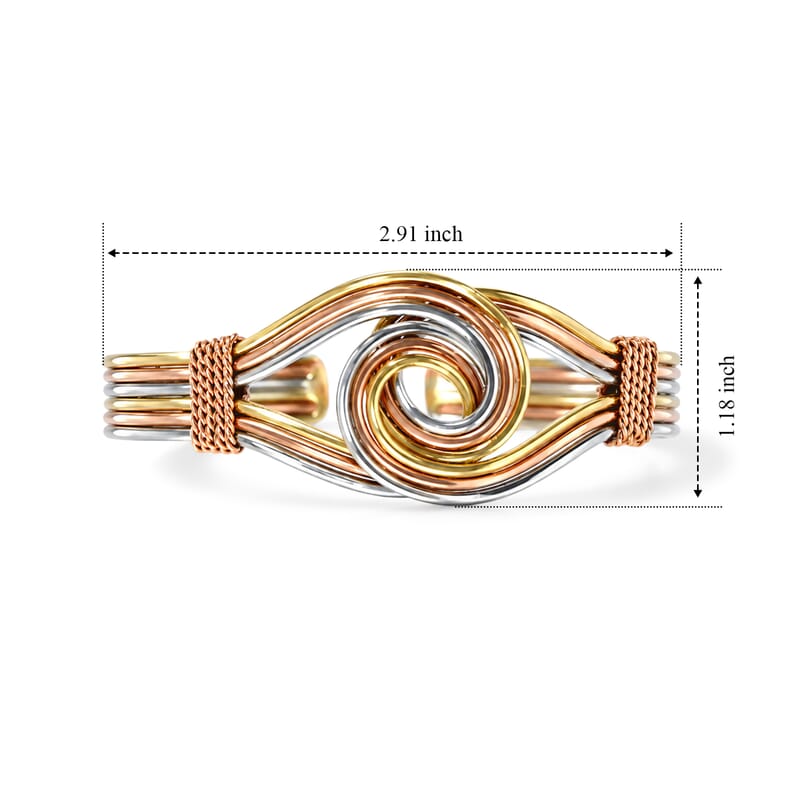 Handcrafted Woven Hasli Necklace (16 Inches), Cuff Bracelet (7.50In) & Earrings in Silvertone and Goldtone