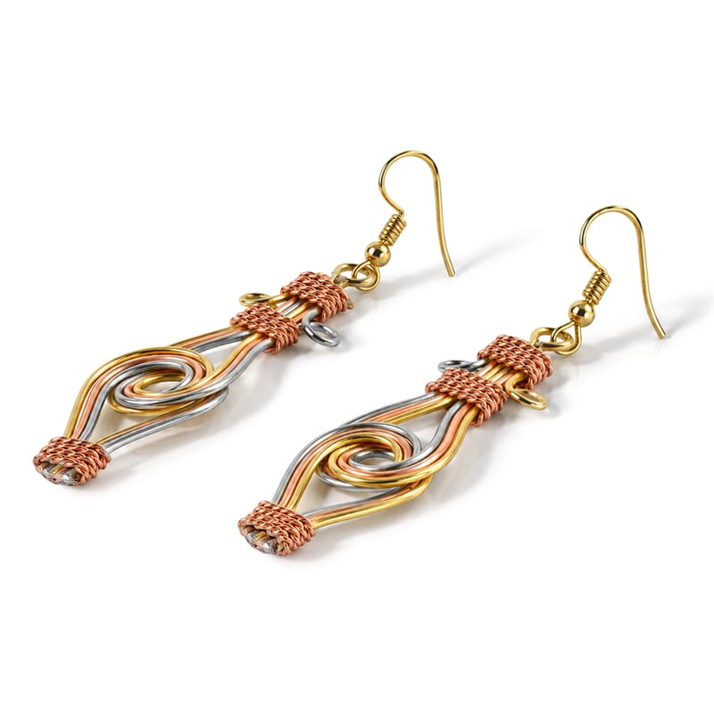 Handcrafted Woven Hasli Necklace (16 Inches), Cuff Bracelet (7.50In) & Earrings in Silvertone and Goldtone