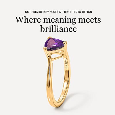 D'Joy African Amethyst 1.00 ctw Ring in 18K Yellow Gold Over Sterling Silver (Size 10.0)