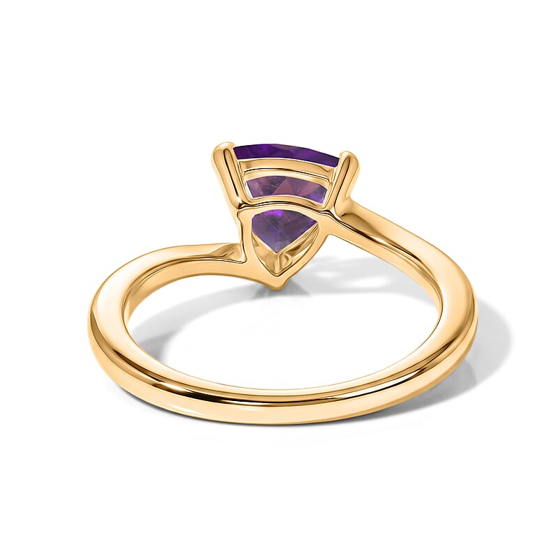 D'Joy African Amethyst 1.00 ctw Ring in 18K Yellow Gold Over Sterling Silver (Size 10.0)