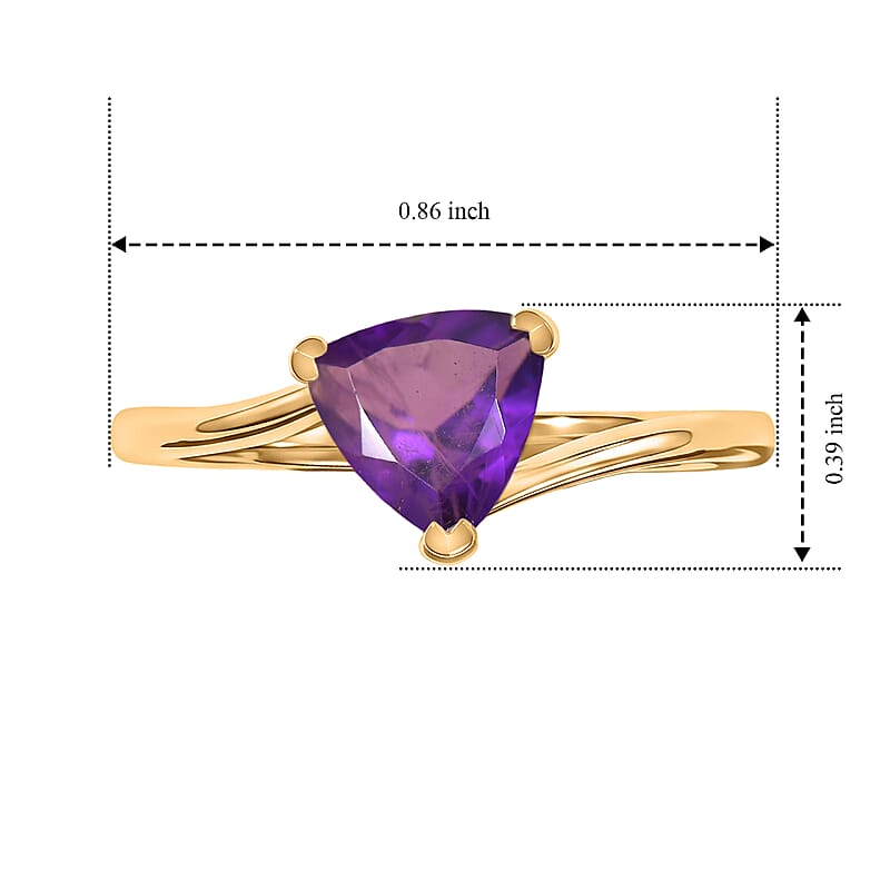 D'Joy African Amethyst 1.00 ctw Ring in 18K Yellow Gold Over Sterling Silver (Size 10.0)