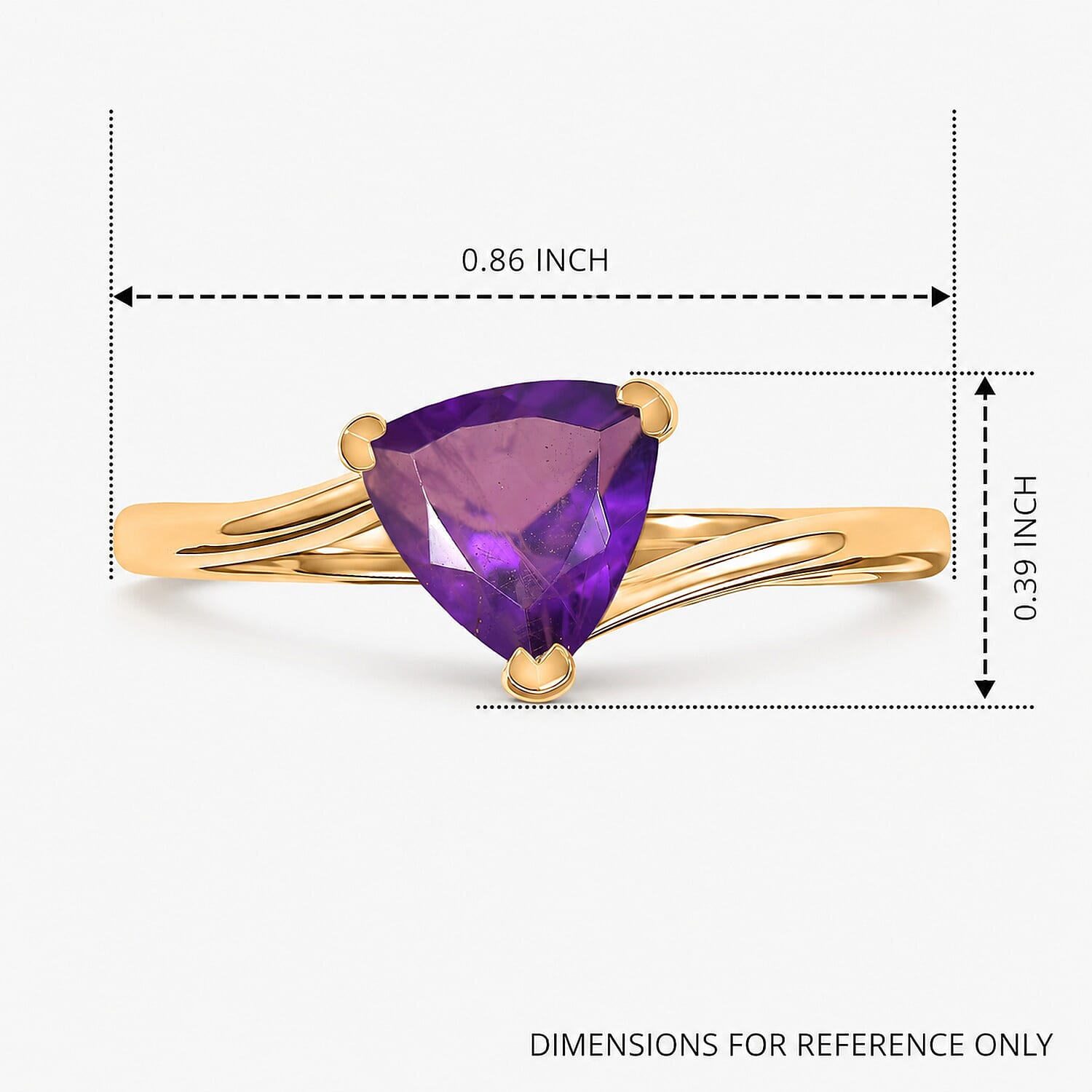 D'Joy African Amethyst 1.00 ctw Ring in 18K Yellow Gold Over Sterling Silver (Size 10.0)