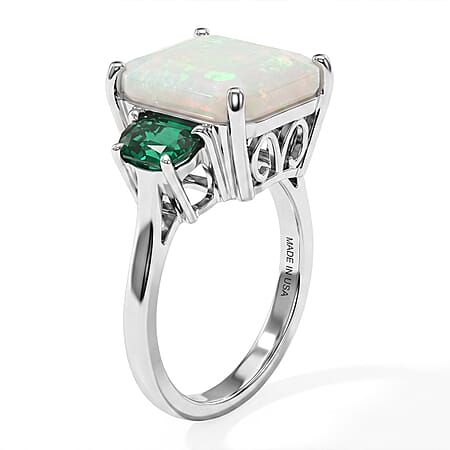 Ethiopian Welo Opal & Lab Grown Emerald / 6 - Product card gallery slide 4 (10306419097913)
