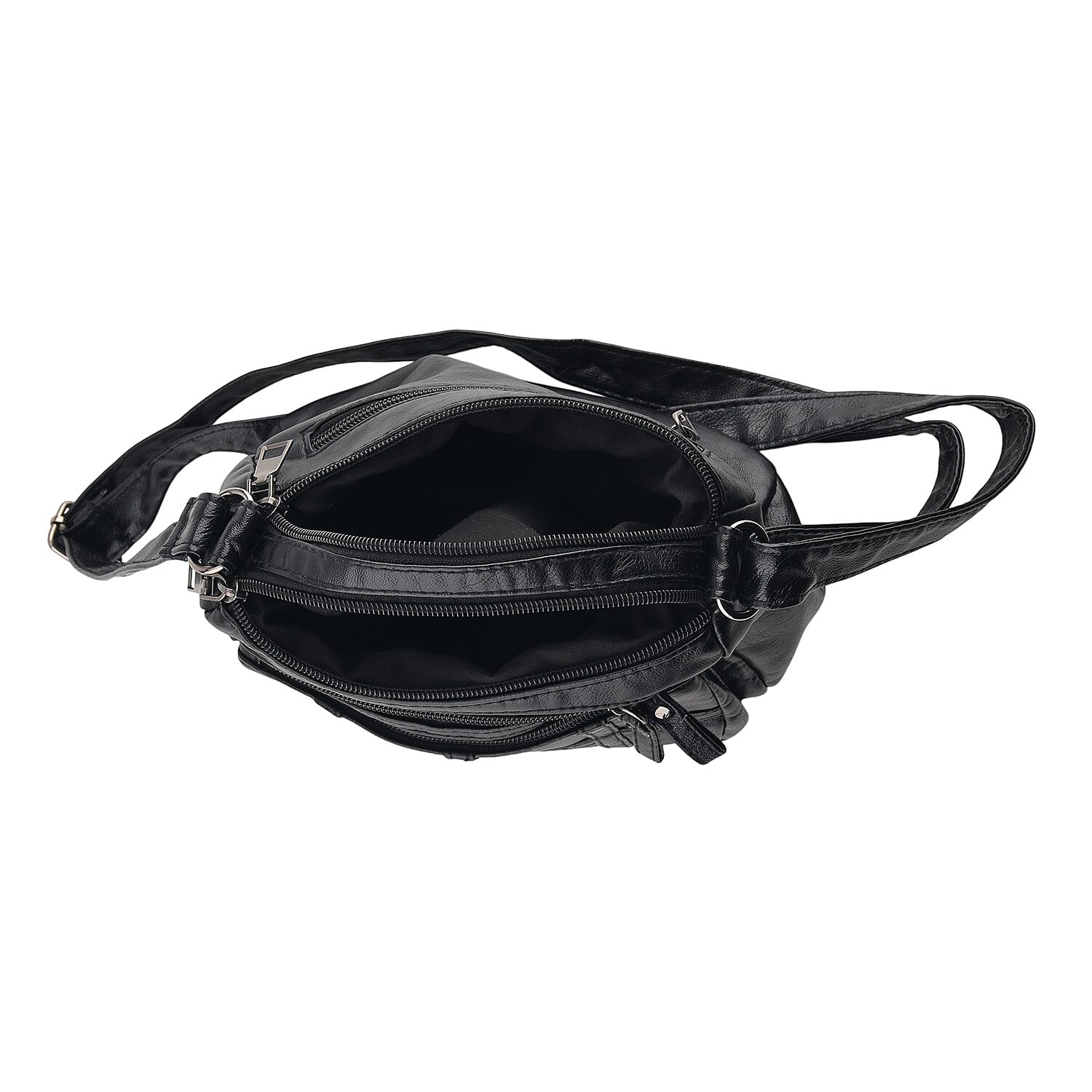 La Marey Black Grid Stitch Faux Leather Crossbody Bag